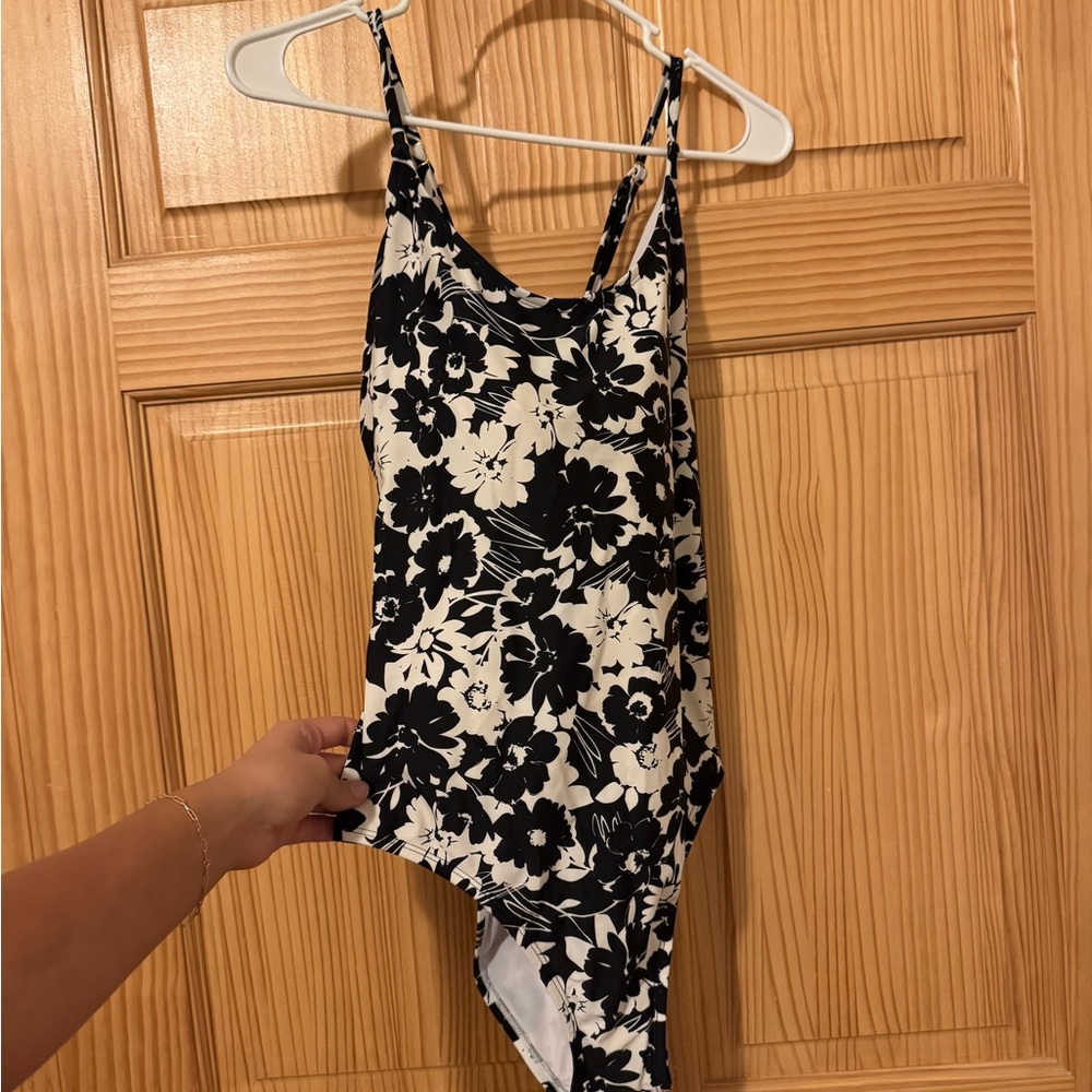 Black and White Floral Swimsuit
